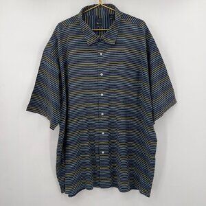 Kani Gold  Big & Tall Blue Multicolor Stripe Button-Up Shirt Men’s Size 5X